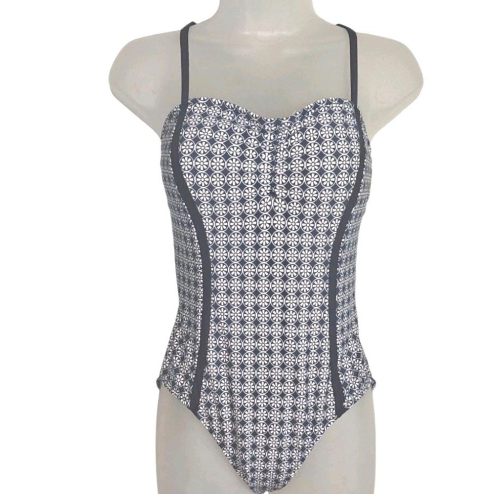 Draper James for Helen Jon Island One Piece in Navy Nassau Geo Flower Size S EUC